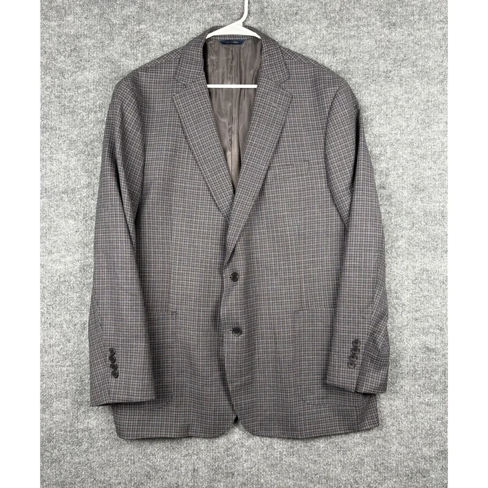 Brooks Brothers Classic Sport Coat Mens 48R Gray Blue Plaid 100% Wool Blazer